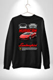 Lamborghini Recurso Huracan Klasik Araba Kadın Erkek Siyah Sweatshirt 