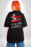 Ferrari Enzo Klasik Pamuklu Kadın Erkek Oversize Sırt Dijital Baskılı Siyah T-shirt