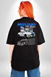 Mustang GT500 Ford Pamuklu Kadın Erkek Oversize Sırt Dijital Baskılı Siyah T-shirt