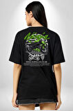 Kawasaki Ninja ZX-6R 636 Pamuklu Kadın Erkek Oversize Sırt Dijital Baskılı Siyah T-shirt