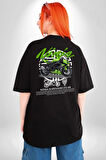 Kawasaki Ninja ZX-6R 636 Pamuklu Kadın Erkek Oversize Sırt Dijital Baskılı Siyah T-shirt