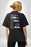Porsche 911 GT3 RS Pamuklu Kadın Erkek Oversize Sırt Dijital Baskılı Siyah T-shirt