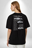 Porsche 911 GT3 RS Pamuklu Kadın Erkek Oversize Sırt Dijital Baskılı Siyah T-shirt