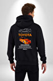 Toyota Supra MK IV Kadın Erkek Siyah Kapüşonlu Fermuarlı Baskılı Hırka Sweatshirt