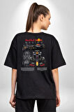 Red Bull Racing RB19 Yarış Arabası Pamuklu Kadın Erkek Oversize Sırt Dijital Baskılı Siyah T-shirt