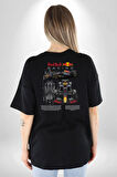 Red Bull Racing RB19 Yarış Arabası Pamuklu Kadın Erkek Oversize Sırt Dijital Baskılı Siyah T-shirt