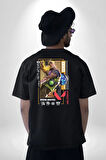 Valorant  GEKKO Ajan Oyun Karakter Özellikleri Pamuklu Kadın Erkek Oversize Sırt Dijital Baskılı Siyah T-shirt
