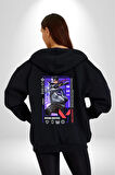 Valorant  ISO Ajan Oyun Karakter Özellikleri Kadın Erkek Siyah Kapüşonlu Fermuarlı Baskılı Hırka Sweatshirt