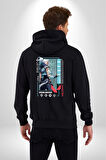 Valorant  JETT Ajan Oyun Karakter Özellikleri Kadın Erkek Siyah Kapüşonlu Fermuarlı Baskılı Hırka Sweatshirt