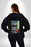 Valorant  NEON Ajan Oyun Karakter Özellikleri Kadın Erkek Siyah Kapüşonlu Fermuarlı Baskılı Hırka Sweatshirt