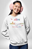 İstanbul Özel Tasarım  Kadın Erkek Beyaz Sweatshirt 