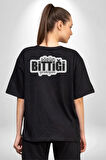 Sözün Bittiği Yerdeyim Pamuklu Kadın Erkek Oversize Sırt Dijital Baskılı Siyah T-shirt