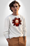 Sarı Kırmızı Logo Aslan Futbol Kadın Erkek Beyaz Sweatshirt 