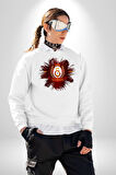 Sarı Kırmızı Logo Aslan Futbol Kadın Erkek Beyaz Sweatshirt 