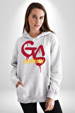 Sarı Kırmızı GS Kadın Erkek  Beyaz Kapüşonlu Sweatshirt Hoodie