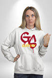 Sarı Kırmızı GS Kadın Erkek  Beyaz Kapüşonlu Sweatshirt Hoodie