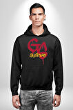 Sarı Kırmızı GS Kadın Erkek  Siyah Kapüşonlu Sweatshirt Hoodie