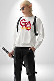 Sarı Kırmızı GS Kadın Erkek Beyaz Sweatshirt 