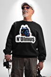 N Olmuş Yazılı Kadın Erkek Siyah Sweatshirt 
