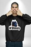 N Olmuş Yazılı Kadın Erkek Siyah Sweatshirt 