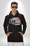 Çok Virajlı Bir Otabandır Aşk, Ama Bazı Hödüklerin Ehliyeti Vardır Yazılı Kadın Erkek  Siyah Kapüşonlu Sweatshirt Hoodie