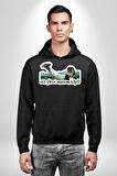Ufo Gören Masum Köylü Yazılı Kadın Erkek  Siyah Kapüşonlu Sweatshirt Hoodie
