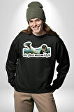 Ufo Gören Masum Köylü Yazılı Kadın Erkek Siyah Sweatshirt 