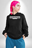 Arkamda Konuştuğunuz Kadar Benimle Konuşmuyorsunuz Darılıyorum Bak Yazılı Kadın Erkek  Siyah Kapüşonlu Sweatshirt Hoodie