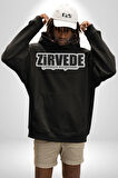 Zirvede Çamaşırı Asıyorum Yazılı Kadın Erkek  Siyah Kapüşonlu Sweatshirt Hoodie