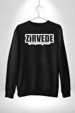 Zirvede Çamaşırı Asıyorum Yazılı Kadın Erkek Siyah Sweatshirt 