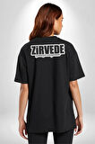 Zirvede Çamaşırı Asıyorum Yazılı Pamuklu Kadın Erkek Oversize Sırt Dijital Baskılı Siyah T-shirt