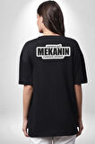 Yanıma Gel Mekanın Cennet Olsun Yazılı Pamuklu Kadın Erkek Oversize Sırt Dijital Baskılı Siyah T-shirt