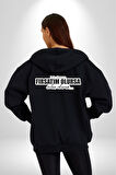 Bela Okumam Fırsatım Olursa Selanı Okurum Yazılı Kadın Erkek Siyah Kapüşonlu Fermuarlı Baskılı Hırka Sweatshirt