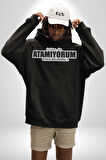 İçime de Atamıyorum Orasıda Doldu Yazılı Kadın Erkek  Siyah Kapüşonlu Sweatshirt Hoodie