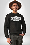 Yediğim kazıkları Saklıyorum Yazılı Kadın Erkek Siyah Sweatshirt 
