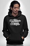 Aklını Önce Geliştir Sonra Beni Eleştir Yazılı Kadın Erkek  Siyah Kapüşonlu Sweatshirt Hoodie