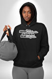 Aklını Önce Geliştir Sonra Beni Eleştir Yazılı Kadın Erkek  Siyah Kapüşonlu Sweatshirt Hoodie