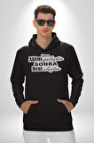 Aklını Önce Geliştir Sonra Beni Eleştir Yazılı Kadın Erkek  Siyah Kapüşonlu Sweatshirt Hoodie