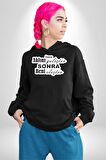 Aklını Önce Geliştir Sonra Beni Eleştir Yazılı Kadın Erkek  Siyah Kapüşonlu Sweatshirt Hoodie