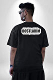 Kötü Günlerim Geride Kaldı Dostlarım Saklandıkları Yerden Çıkabilirler Yazılı Pamuklu Kadın Erkek Oversize Sırt Dijital Baskılı Siyah T-shirt