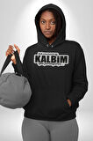 Minoş Kalbim Yine Paramparça Yazılı Kadın Erkek  Siyah Kapüşonlu Sweatshirt Hoodie