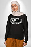 Minoş Kalbim Yine Paramparça Yazılı Kadın Erkek Siyah Sweatshirt 