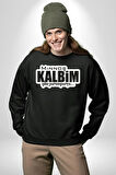 Minoş Kalbim Yine Paramparça Yazılı Kadın Erkek Siyah Sweatshirt 