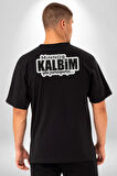 Minoş Kalbim Yine Paramparça Yazılı Pamuklu Kadın Erkek Oversize Sırt Dijital Baskılı Siyah T-shirt