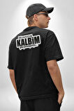 Minoş Kalbim Yine Paramparça Yazılı Pamuklu Kadın Erkek Oversize Sırt Dijital Baskılı Siyah T-shirt