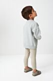 % 100 Pamuklu Soft Mavi Hayvan Desenli Sweatshirt Alt Üst Takım