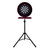 Raf Düzenekli Tripod Ayaklı Dart Arkalık Stand Seti. Bordo Renk
