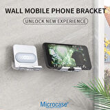 Microcase Döner Başlıklı Duvara Düz Alana Yapışkanlı Telefon Standı - SİYAH AL4979