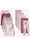 Next Baby Pamuklu Pembe Çiçek Desenli Uzun Kollu 5’li Alt Üst Takım