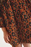 Pamuklu Leopar Gömlek Elbise